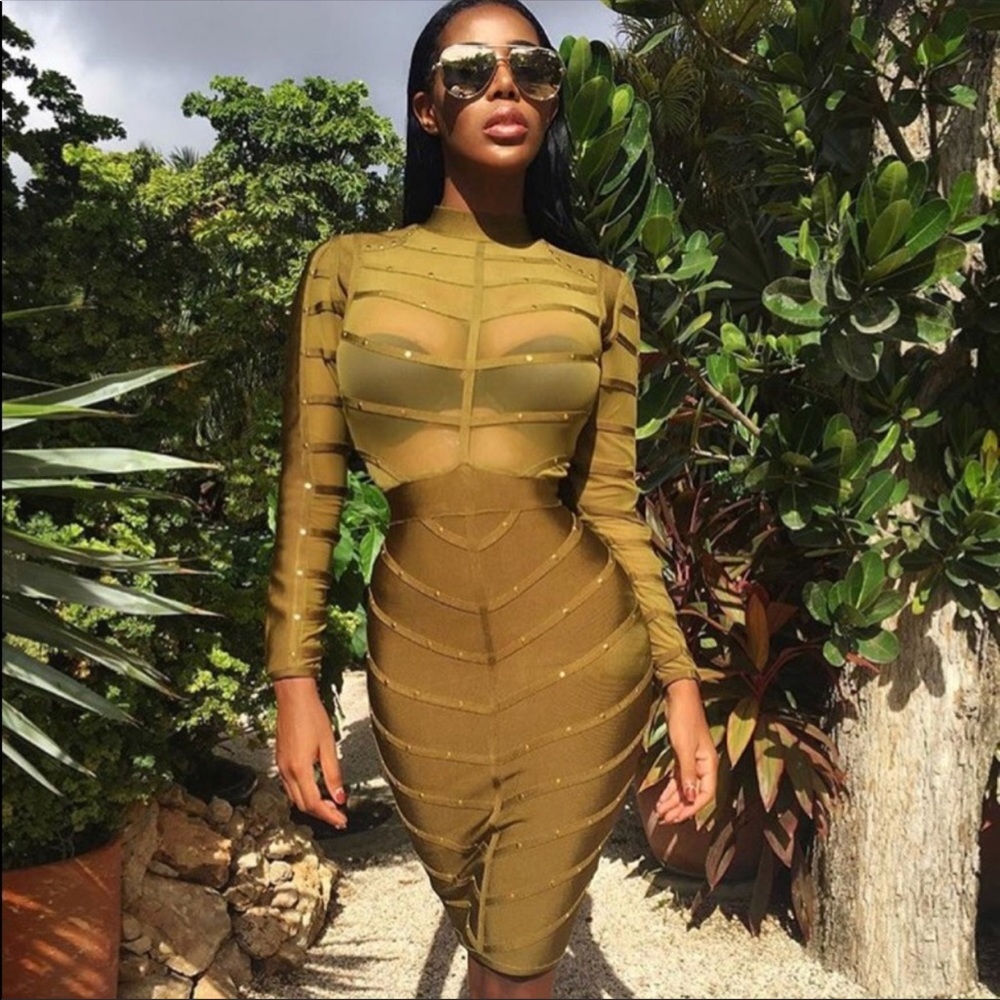 Army Long Sleeve Bandage Dress